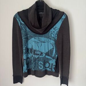 Y2K Mado et les Autres Avant-Garde Euro Cowl Neck Sweater  Top Artsy Indie Sleaz
